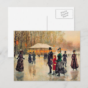 Cartes Pour Fêtes Annuelles Hiver vintage Scène Parisienne Noël