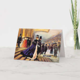 Cartes Pour Fêtes Annuelles Hiver vintage Scène Parisienne Noël