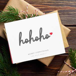 Cartes Pour Fêtes Annuelles Ho Ho   Christmas Heart Modern Minimalist