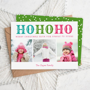 Cartes Pour Fêtes Annuelles Ho Ho Ho   3 Photo Collage de couleurs modifiables