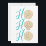Cartes Pour Fêtes Annuelles Ho Ho Ho Beach Dollar et Shell de sable de Noël<br><div class="desc">Joli design de Noël sur la plage avec le texte "Ho Ho Ho" en utilisant des dollars de sable et des coquillages.</div>