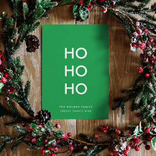 Cartes Pour Fêtes Annuelles Ho Ho Ho   Christmas Cheval Vert clair Simple