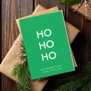Cartes Pour Fêtes Annuelles Ho Ho Ho   Christmas Cheval Vert clair Simple