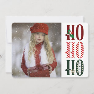 Cartes Pour Fêtes Annuelles HO HO HO Christmas Holiday Photo Grey