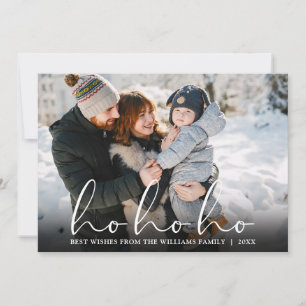 Cartes Pour Fêtes Annuelles Ho Ho Ho Élégant Script Photo Noël