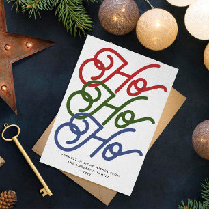 Cartes Pour Fêtes Annuelles Ho ho ho ho Moderne Typographie Unique 2 Photos