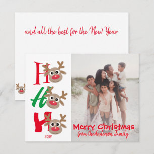 Cartes Pour Fêtes Annuelles Ho Ho Ho Joyeux Noël Photo de Famille de Renne