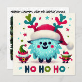 Cartes Pour Fêtes Annuelles HO HO HO mignon elfes de Père Noël (Devant / Derrière)