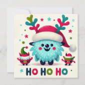 Cartes Pour Fêtes Annuelles HO HO HO mignon elfes de Père Noël (Devant)