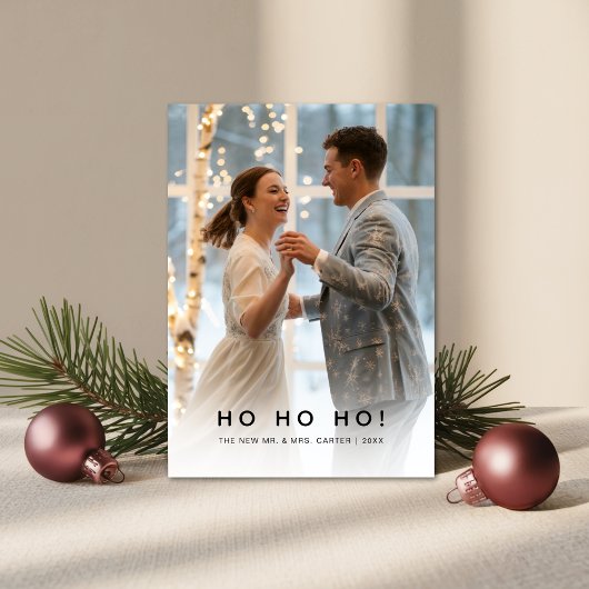 Cartes Pour Fêtes Annuelles Ho Ho Ho Moderne Mariage d'hiver