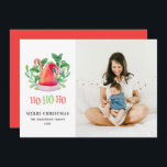 Cartes Pour Fêtes Annuelles Ho Ho Ho. Noël aquarelle fleuri. Père Noël<br><div class="desc">Carte photo de Noël aquarelle "Ho Ho Ho".</div>