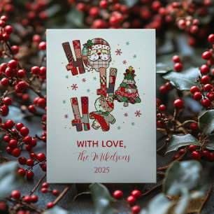 Cartes Pour Fêtes Annuelles Ho Ho Ho Noël Patchwork Rustique