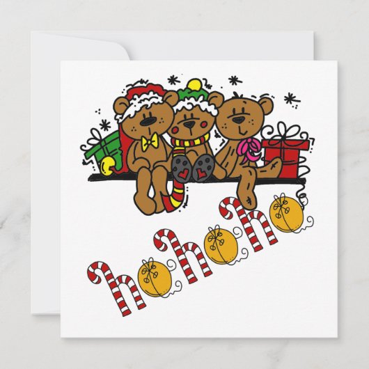 Cartes Pour Fêtes Annuelles Ho Ho Ho Nounours (Devant)
