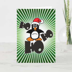 Cartes Pour Fêtes Annuelles Ho Ho Ho - Penguin - joyeux noël + votre backgr