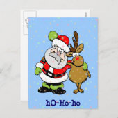 Cartes Pour Fêtes Annuelles ho-ho-ho Père Noël & Rudy (Devant / Derrière)