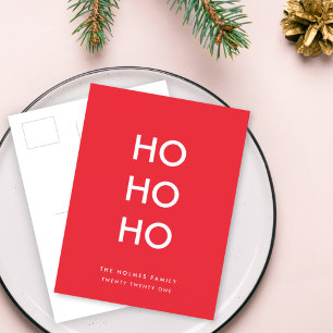 Cartes Pour Fêtes Annuelles Ho Ho Ho   Rouge Noël moderne minimaliste simple