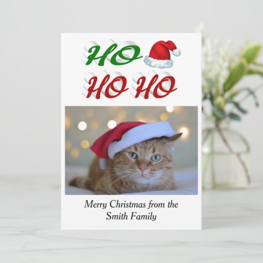 Cartes Pour Fêtes Annuelles Ho Ho Ho Santa Hat (Debout devant)