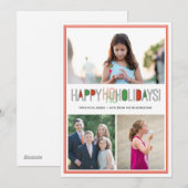 Cartes Pour Fêtes Annuelles Ho Ho Holidays x3 (Devant / Derrière)