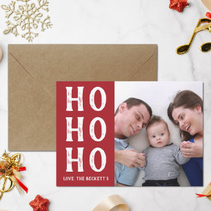 Cartes Pour Fêtes Annuelles HO HO Photo de Noël moderne