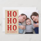 Cartes Pour Fêtes Annuelles HO HO | Rustique Kraft photo de Noël (Devant)