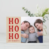 Cartes Pour Fêtes Annuelles HO HO | Rustique Kraft photo de Noël (Debout devant)