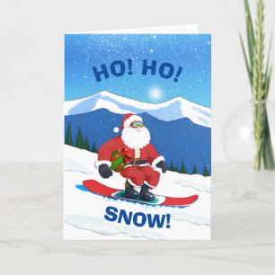 Cartes Pour Fêtes Annuelles Ho Ho Snow Christmas Santa Claus Snowboard