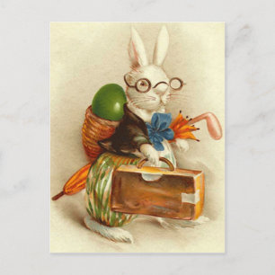 Cartes Pour Fêtes Annuelles Hobo Lapin de Pâques valise d'oeufs colorés