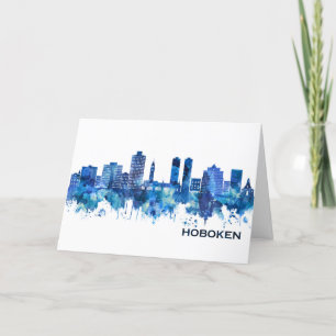 Cartes Pour Fêtes Annuelles Hoboken New Jersey Skyline Blue