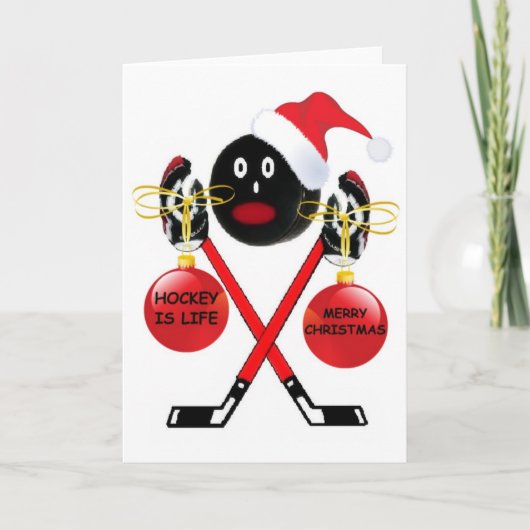 Cartes Pour Fêtes Annuelles Hockey Christmas (Devant)