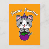 Cartes Pour Fêtes Annuelles Hocus Pawcus - Grey Tabby Chat - Écriture Blanche (Devant)
