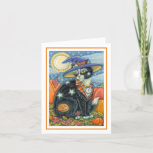 CARTES POUR FÊTES ANNUELLES HOCUS POCUS NOIR CAT WITCH & MOUSE HALLOWEEN