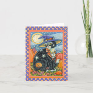 CARTES POUR FÊTES ANNUELLES HOCUS POCUS NOIR CAT WITCH & MOUSE HALLOWEEN