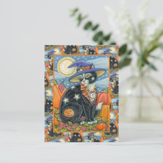 CARTES POUR FÊTES ANNUELLES HOCUS POCUS NOIR CAT WITCH & MOUSE HALLOWEEN (Debout devant)