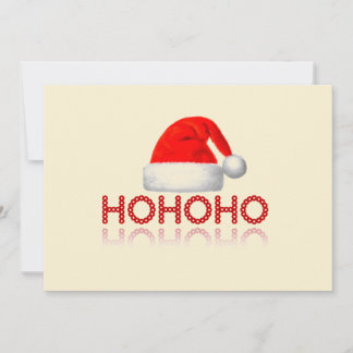 Cartes Pour Fêtes Annuelles HoHoHo Simple Chapeau de Père Noël Rouge Blanc Bei