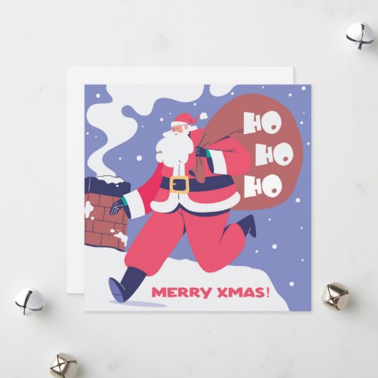 Cartes Pour Fêtes Annuelles Holiday card HoHoHo (Devant/Arrière en situation)