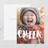 Cartes Pour Fêtes Annuelles HOLIDAY CHEER | Script manuscrit de Noël (Devant / Derrière)