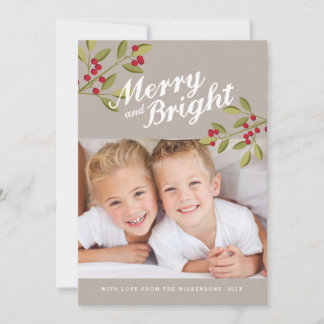 Cartes Pour Fêtes Annuelles Holiday Garland Merry & Bright Photo Grey