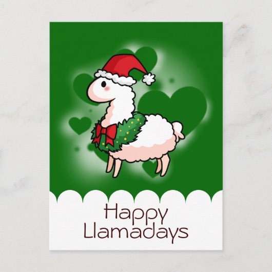 Cartes Pour Fêtes Annuelles Holiday Llama Elf (Devant)