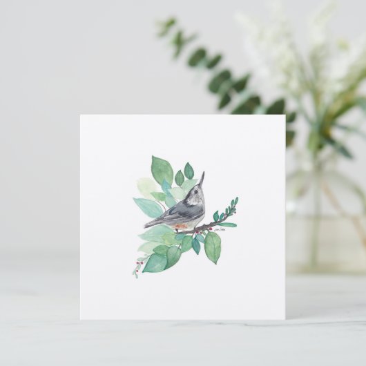 Cartes Pour Fêtes Annuelles Holiday Nuthatch Bird (Debout devant)