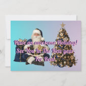 Cartes Pour Fêtes Annuelles Holidays greeting with Tree And Santa claus (Devant)