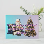 Cartes Pour Fêtes Annuelles Holidays greeting with Tree And Santa claus (Debout devant)