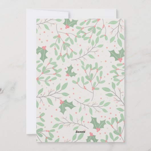 Cartes Pour Fêtes Annuelles Holly Berries Joyeux Noël Photo (Dos)