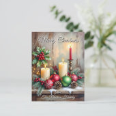 Cartes Pour Fêtes Annuelles Holly Berries Pine Cones Noël rustique (Debout devant)