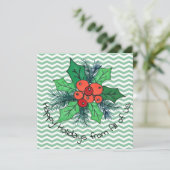 Cartes Pour Fêtes Annuelles Holly Berries sur Chevron (Debout devant)