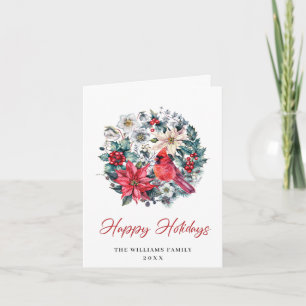 Cartes Pour Fêtes Annuelles Holly Berry Cardinal Christmas Salutation d'entrep