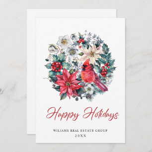 Cartes Pour Fêtes Annuelles Holly Berry Cardinal Christmas Salutation d'entrep