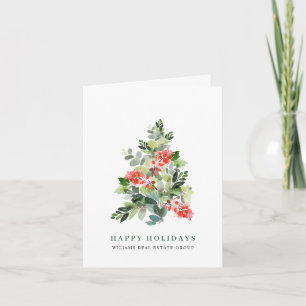 Cartes Pour Fêtes Annuelles Holly Berry Christmas Tree Salutation d'entreprise