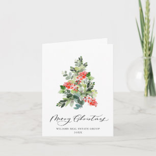Cartes Pour Fêtes Annuelles Holly Berry Christmas Tree Salutation d'entreprise