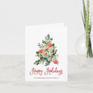 Cartes Pour Fêtes Annuelles Holly Berry Christmas Tree Salutation d'entreprise
