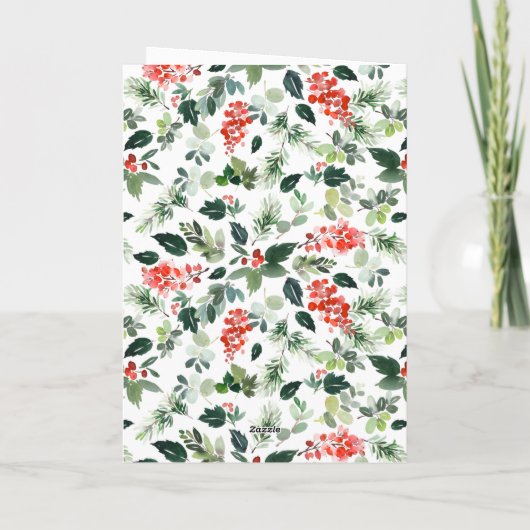 Cartes Pour Fêtes Annuelles Holly Berry Christmas Tree Salutation d'entreprise (Dos)